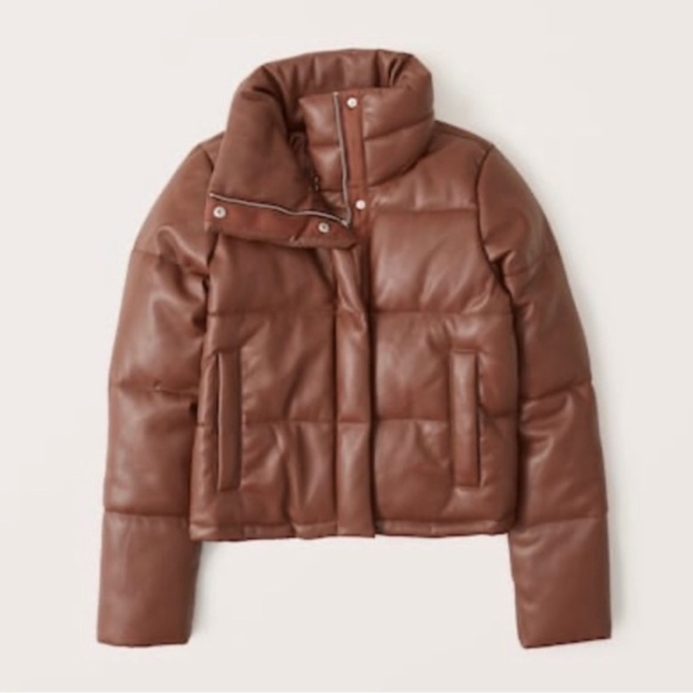 Abercrombie Vegan Leather Mini Puffer - Excellent Condition